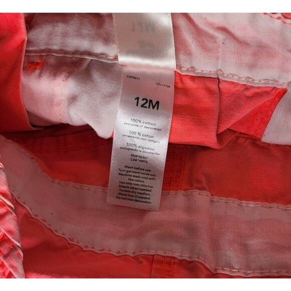 Toddler Overalls Size 12 mos OshKosh Vestbak Bright Pink Bib Style Cuffed Shorts - Picture 8 of 8